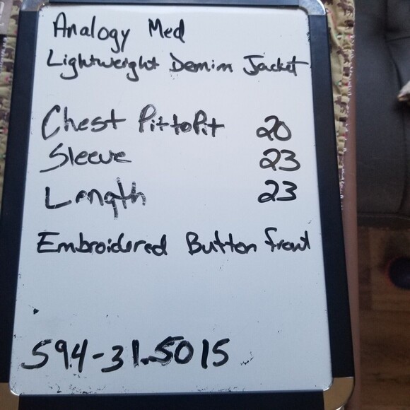 Analogy Womens Medium Blue Denim White Floral Embroidery Button Front Jacket - Picture 11 of 11